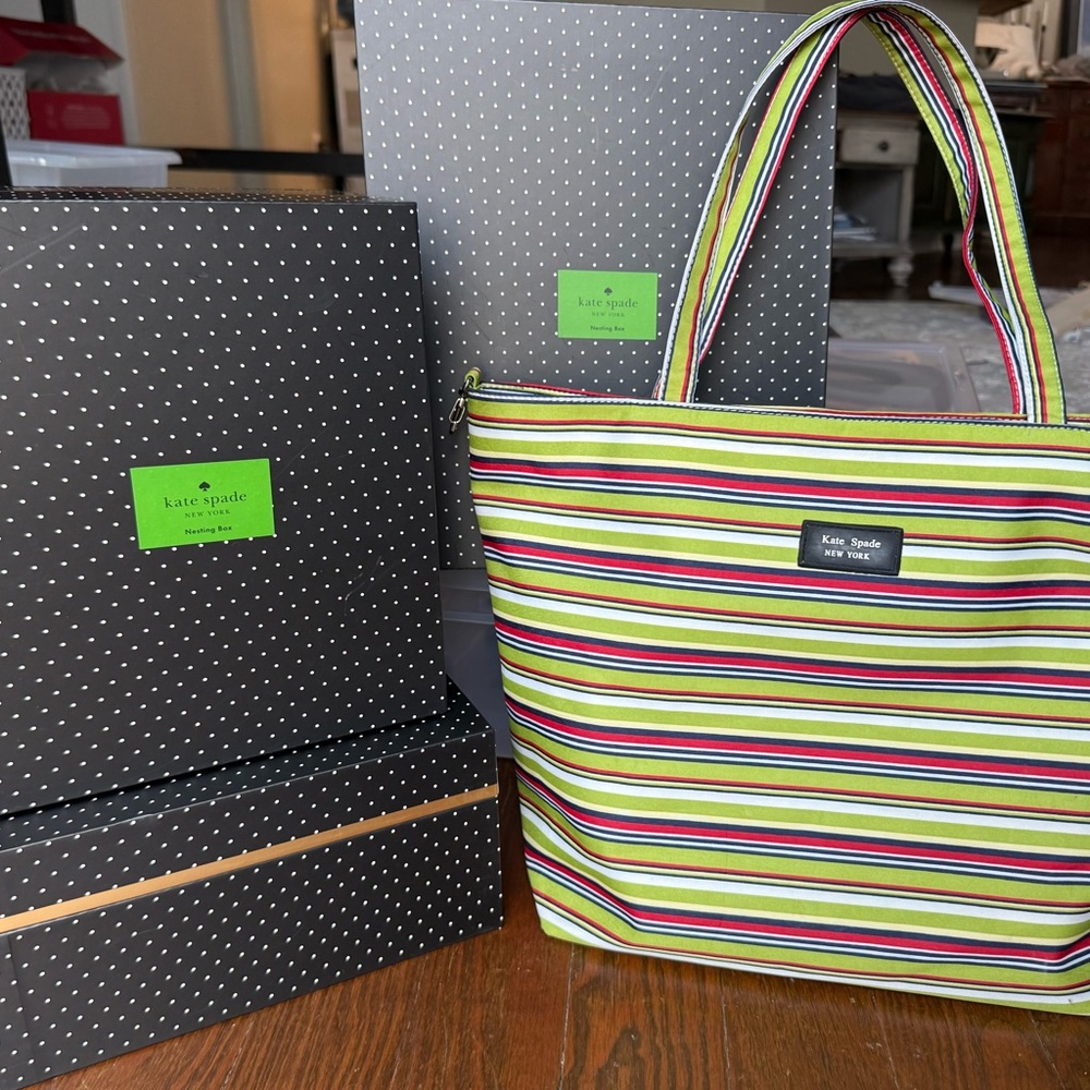 Vintage Kate Spade New York Multicolor Striped Tote Bag